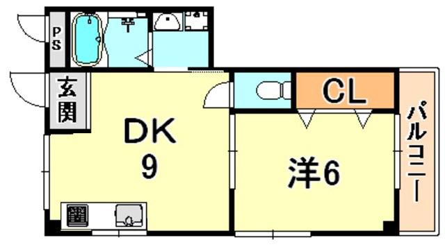 エスポワール三川口(1LDK/3階)の間取り写真