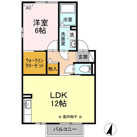 イルマーレ A(1LDK/2階)の間取り写真