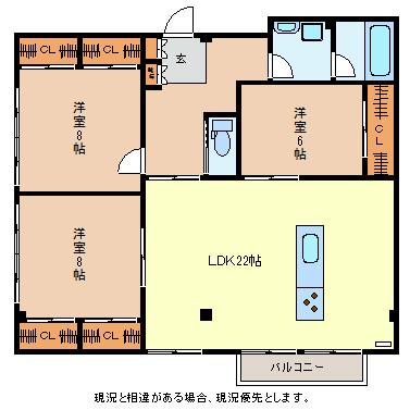 グランドシティ小布施(3LDK/2階)の間取り写真