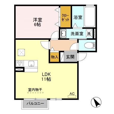 スプリングベルテ(1LDK/1階)の間取り写真