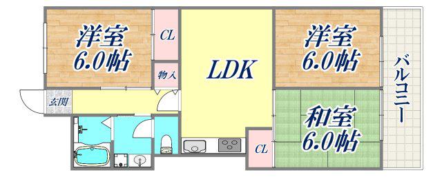 上野ハイツ(3LDK/5階)の間取り写真