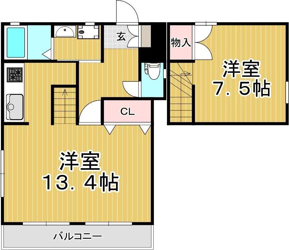 センターコート(1LDK/1階)の間取り写真