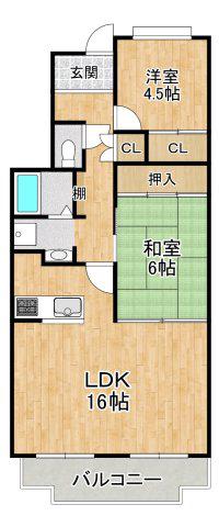 TメゾンシャルマントII(2LDK/4階)の間取り写真