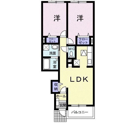 ヒルズガーデン彩(2LDK/1階)の間取り写真
