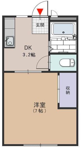 天美参番館(1K/2階)の間取り写真