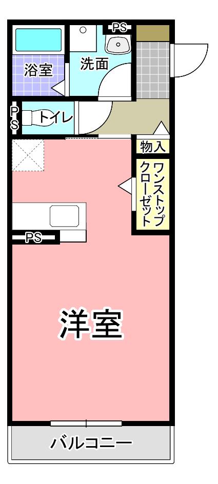 プライムコート白梅(ワンルーム/2階)の間取り写真
