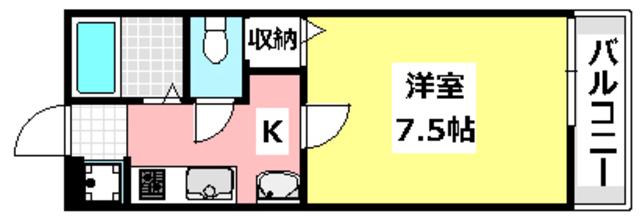 カメリアハイツII(1K/2階)の間取り写真