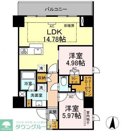 ロイジェントパークス錦糸町(2LDK/6階)の間取り写真