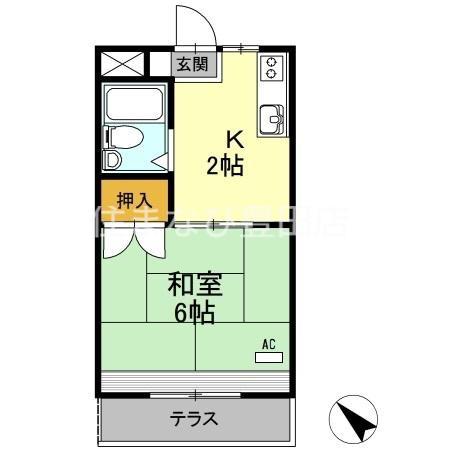 レイクグリーン三好 A棟(1K/1階)の間取り写真