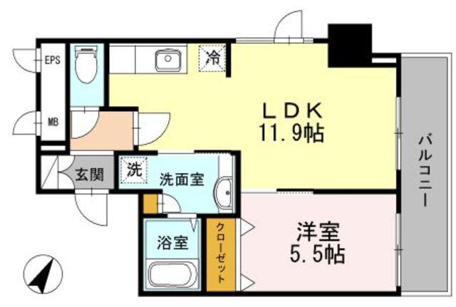 セルティスコート(1LDK/5階)の間取り写真