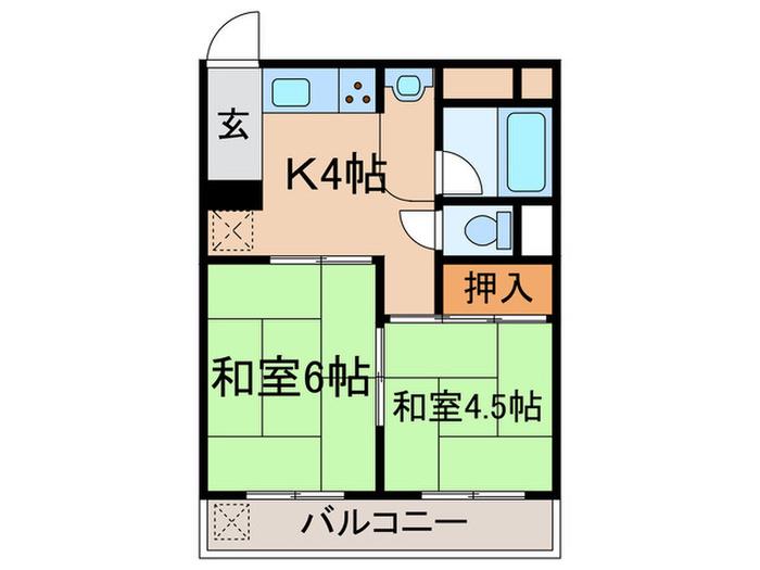 パルムハウス梅屋敷(2K/8階)の間取り写真