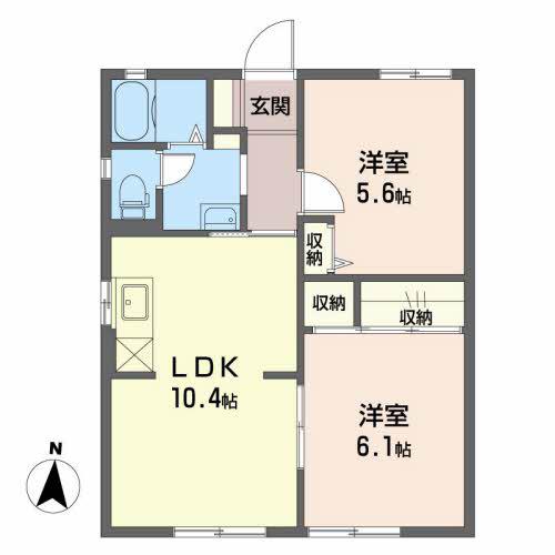カーサ向谷(2LDK/1階)の間取り写真