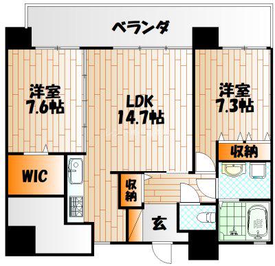 クラシオン木町アネックス 1棟(2LDK/9階)の間取り写真