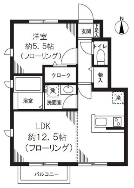 グリーンコーポ武蔵関(1LDK/1階)の間取り写真