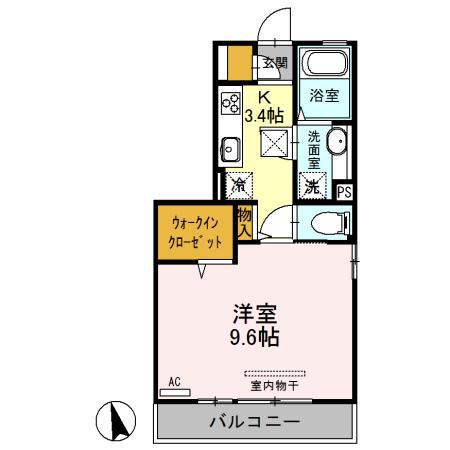 ミーティア II(1K/3階)の間取り写真