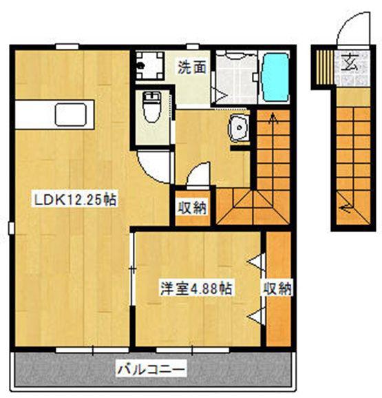 BROWN CHESS(1LDK/2階)の間取り写真