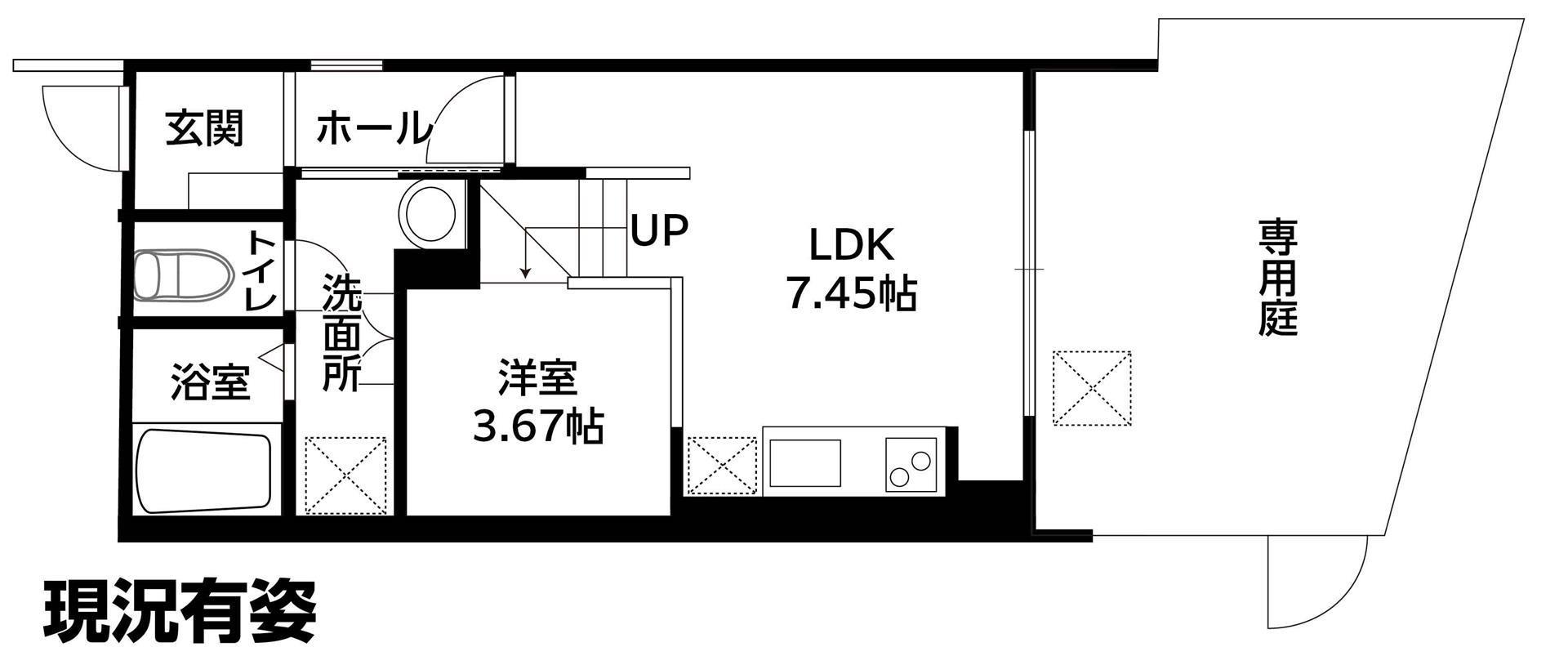 キャルムコート交野2番館(ワンルーム/1階)の間取り写真
