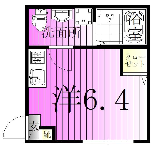 六町LIVE(ワンルーム/1階)の間取り写真