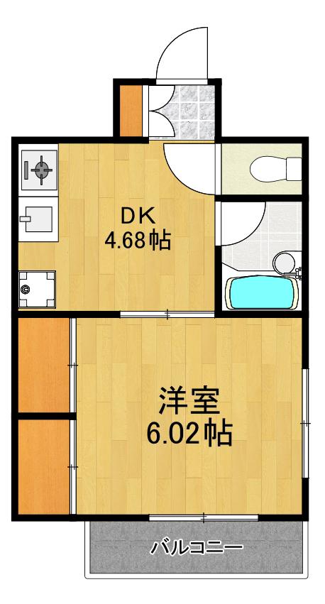 カーサ石原(1DK/1階)の間取り写真