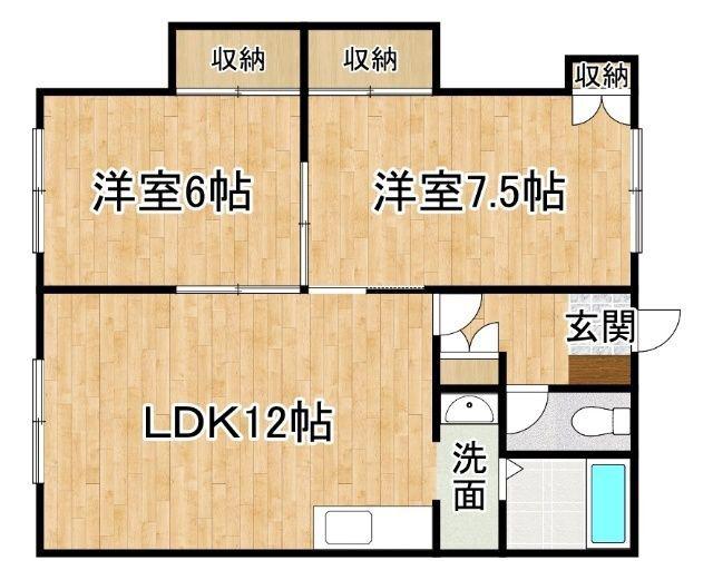 サンメモリア202(2LDK/1階)の間取り写真