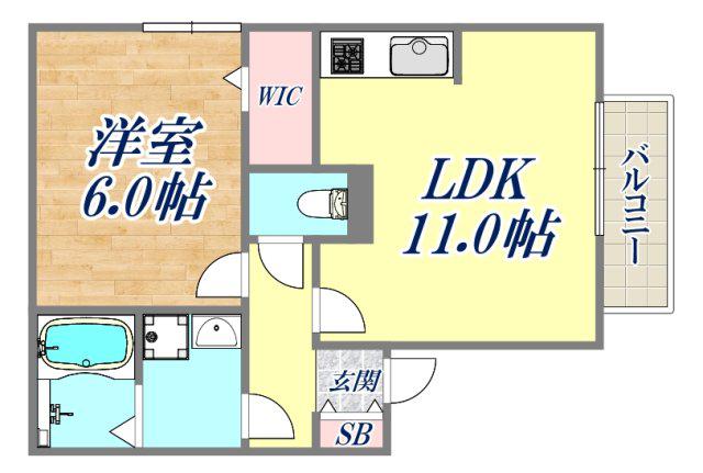 クレスト西宮東(1LDK/2階)の間取り写真