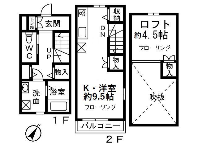 メゾンプラムB(ワンルーム/1階)の間取り写真
