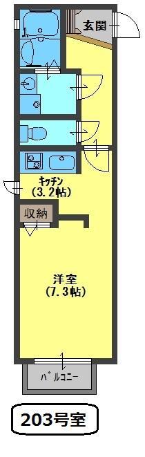 ネスト甲子園(ワンルーム/2階)の間取り写真