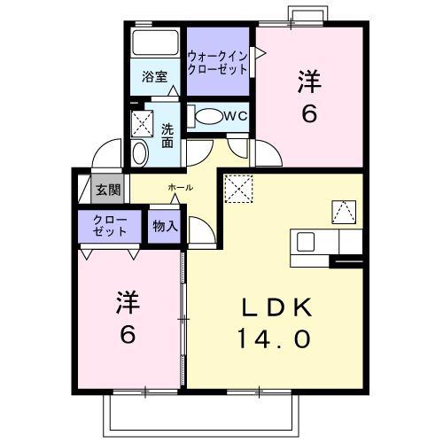 エクセルシャトー(2LDK/2階)の間取り写真