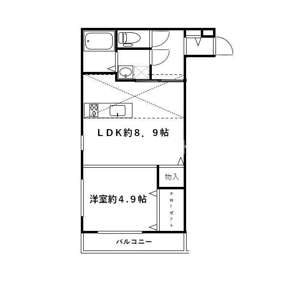 AI北野(1LDK/2階)の間取り写真