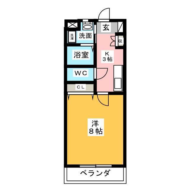 シューフルールVI(1K/2階)の間取り写真