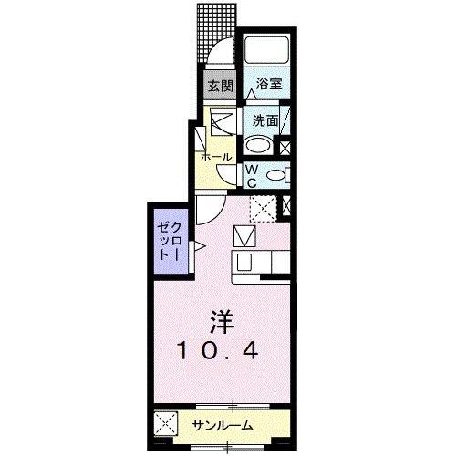 フィオーレ天童(ワンルーム/1階)の間取り写真