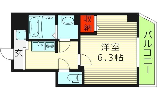 グランパシフィック毛馬(1K/6階)の間取り写真