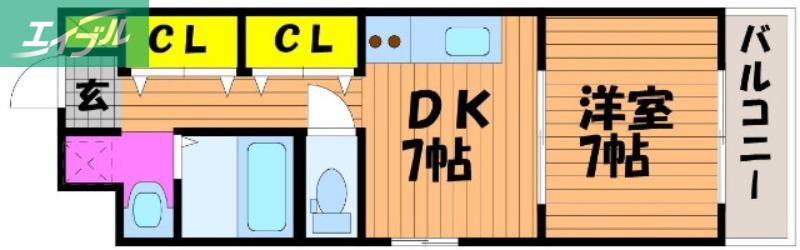 COCO中島田(1DK/7階)の間取り写真