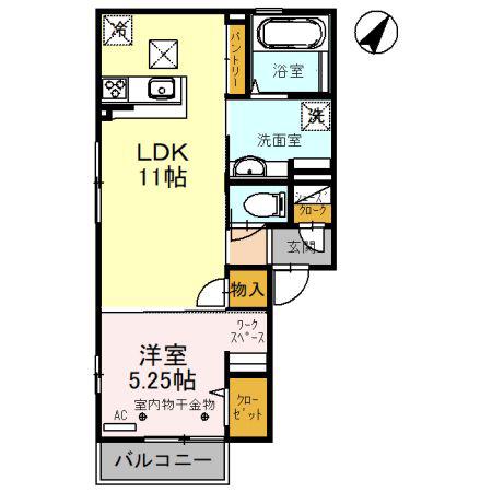 プレジー(1LDK/1階)の間取り写真