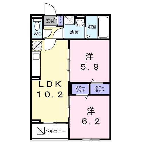 アルストロメリアV(2LDK/2階)の間取り写真