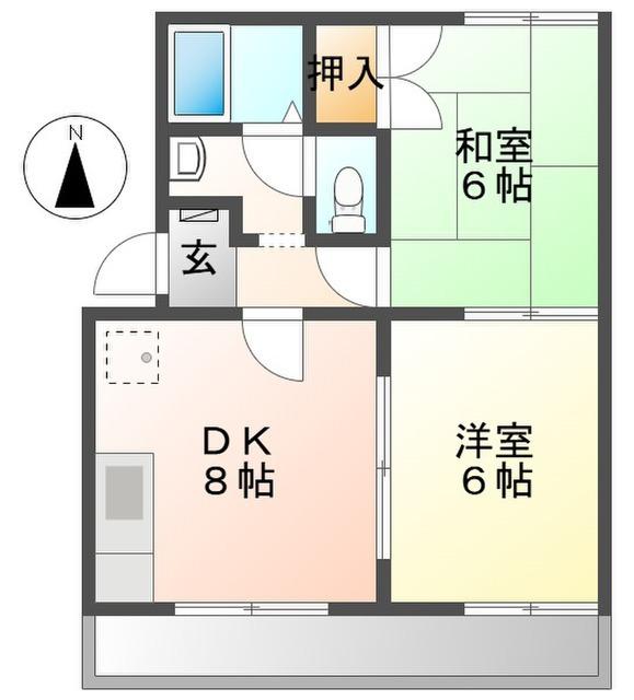 明光ハイム(2DK/2階)の間取り写真