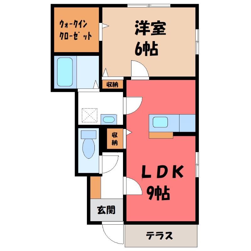カギロイ・ノーラ(1LDK/1階)の間取り写真