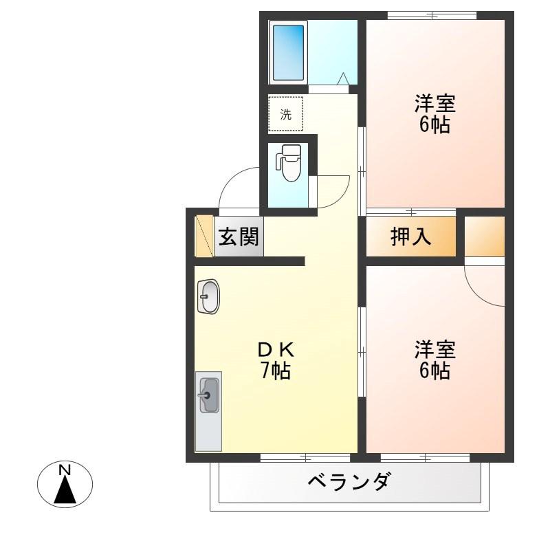 ハイム88C(2DK/2階)の間取り写真