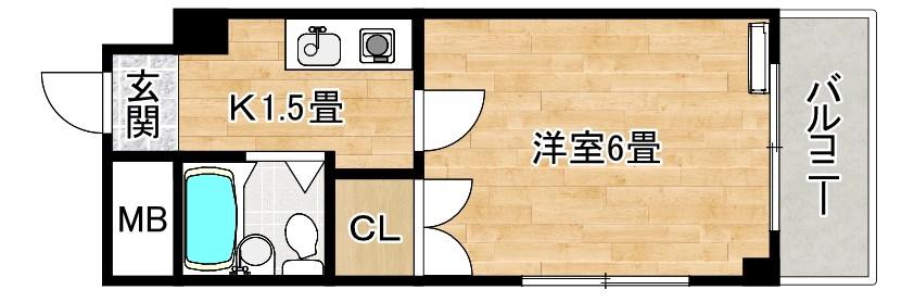 リブルシェール和田(1K/4階)の間取り写真