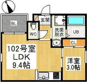 REGALEST 要(1LDK/1階)の間取り写真