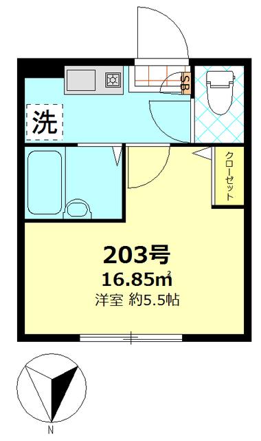 タックフォレスト四ツ木(1K/2階)の間取り写真