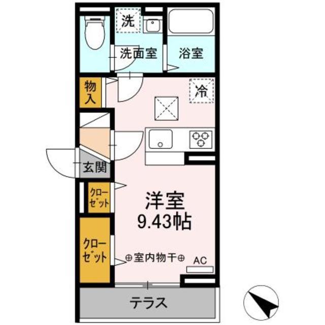 セレスティア東瑞江(ワンルーム/1階)の間取り写真