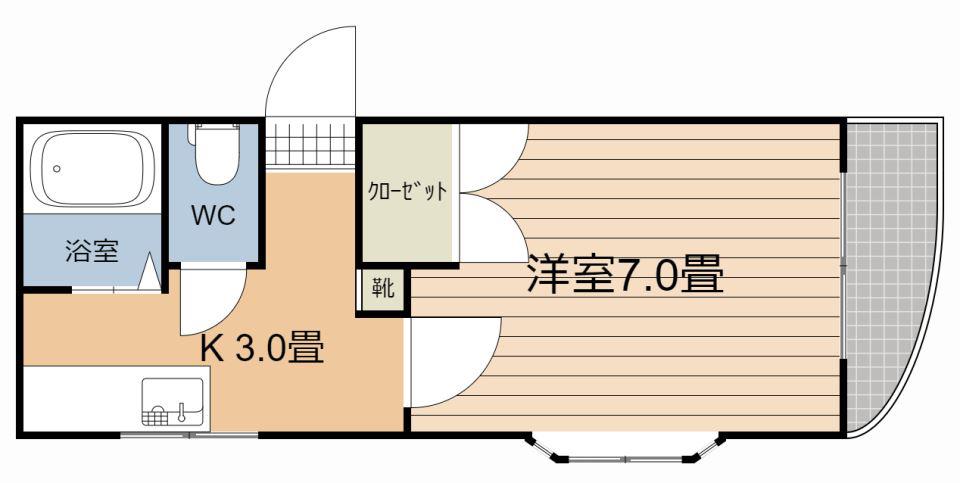 めまさビル(1K/3階)の間取り写真