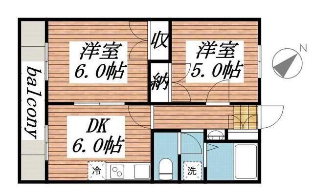 プリマベーラ(2DK/2階)の間取り写真