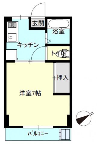 フロンティア相沢(1K/2階)の間取り写真
