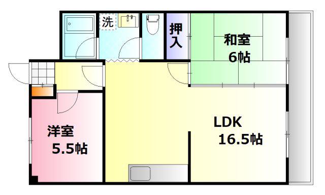 ロイヤルビュー(2LDK/3階)の間取り写真