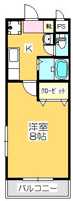 ハイネス郡家(1K/1階)の間取り写真