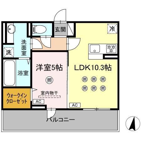 DーROOM琴平一丁目(1LDK/2階)の間取り写真