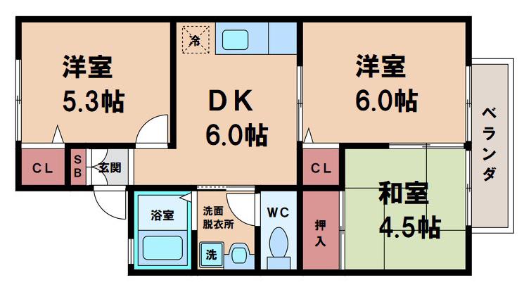 ステラハイツ(3DK/2階)の間取り写真