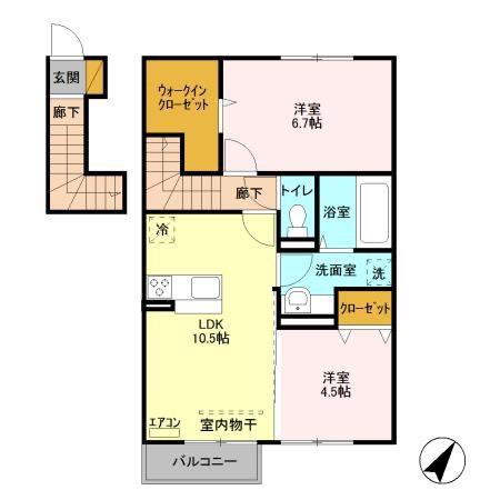 メタセコイア(2LDK/2階)の間取り写真